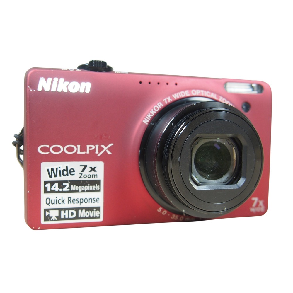 Nikon Coolpix S6000 14.2MP Digital Camera Bundle Red w/Charger + Battery A++ EUC